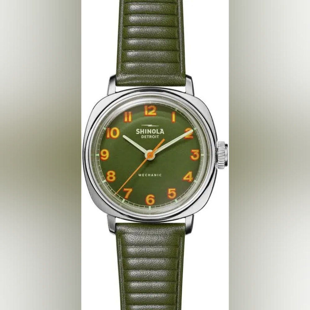 Shinola Green and Brown Watch with Extra Strap